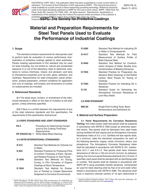 Material and Preparation Requirements for Steel Test Panels Used to ...