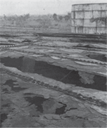 A bolted steel production tank used for the storage of sour crude. The tank was completely corroded from both the interior and exterior in two years.