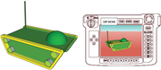 Conceptual model of the survey robot (A) and handheld teach pendant to control the robot from a remote location (B).
