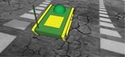 Robot performing ultrasonic crack detection on aircraft carrier flight deck.