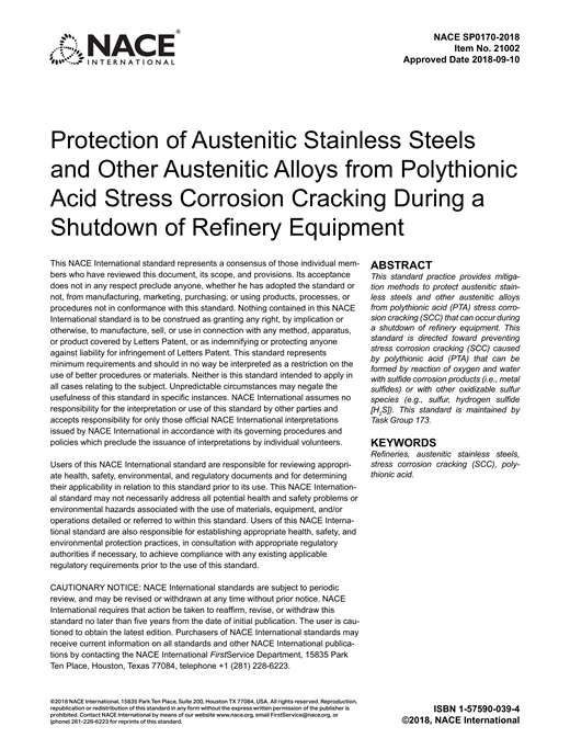 Protection of Austenitic Stainless Steels and Other Austenitic Alloys ...