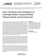 Book cover for Care, Handling, and Installation of Internally Plastic-Coated Oilfield Tubular Goods and Accessories