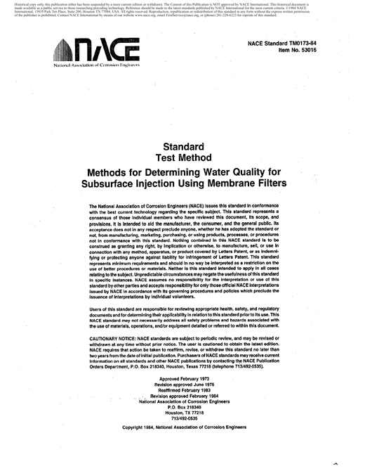 Methods for Determining Water Quality for Subsurface Injection Using ...